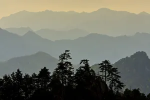 Sichuan Prints: Mountain landscape at Tangjiahe National Nature Reserve, Sichuan Province, China April