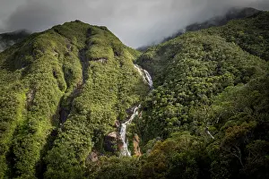 Republic Of Madagascar Prints: Mountain rainforest and waterfalls, Marojejy National Park, Madagascar. April, 2018