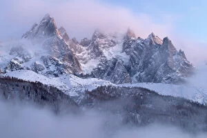 Images Dated 19th October 2012: Mountains covered in snow, Chamonix, France, in winter of December 2011