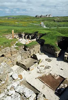Ancient Prints: Neolithic house, Skara Brae neolithic village remains, Sandwick, Orkney, Scotland, UK