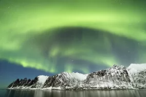 2018 August Highlights Gallery: Northern lights over the coast of Senja, Norway, February