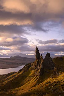 The Old Man of Storr, golden early morning light, the Trotternish peninsula, Isle of Skye The Old Man of Storr, golden early morning light, the Trotternish peninsula, Isle of Skye