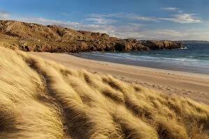 Scotland Gallery: Oldshoremore Beach and dunes in evening light, Kinlochbervie, Sutherland, Scotland
