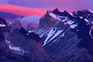 Paine mountains at dawn seen from Pehoe lake, Torres del Paine National Park, Patagonia Paine mountains at dawn seen from Pehoe lake, Torres del Paine National Park, Patagonia