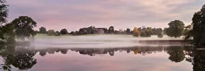 Images Dated 2nd June 2017: Panoramic of Berrington Hall at sunrise, Herefordshire, England, UK, October 2015