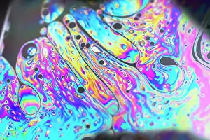 Composite Images Prints: Patterns on soap bubble showing light interference patterns