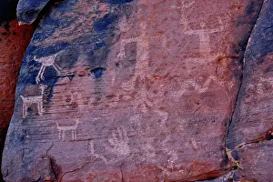Ancient Prints: Petroglyphs from the Basketmaker period (300-700 AD), Lyman Lake, Arizona, USA. May, 2003