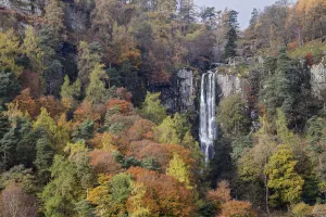 Pistyll Rhaeadr waterfall in autumn - highest in Wales near Llanrhaeadr-ym-Mochnant