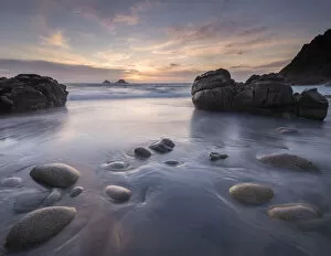 Tranquility Gallery: Porth Nanven at sunset, near St. Just, West Cornwall, UK. April 2014