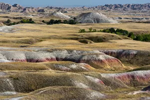 Prairie and eroded formaions at Sage Creek Basin, Badlands National Park, South Dakota