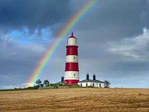 Pattern Gallery: Rainbow over Happisburgh Light House, Norfolk, UK. October, 2021