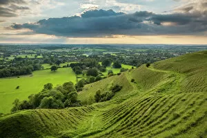 Landscape Collection: Ramparts of the prehistoric hill fort on Hambledon Hill above the Blackmore Vale