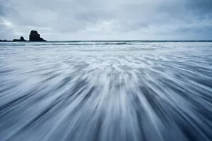 Receding wave shot with long exposure. Talisker Bay, Isle of Skye, Scotland, UK