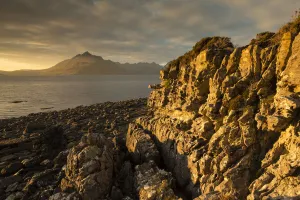Skye Prints: Red Cuillin in evening light from Elgol, Isle of Skye, Inner Hebrides, Scotland, UK