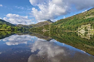 National Park Gallery: Reflections in Llyn Gwynant, Glaslyn valley looking north east, Snowdonia National Park