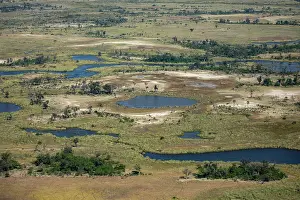 RF - Aerial view over the Okavango Delta, Botswana. May, 2024. (This image may be licensed either as rights managed or royalty free.)