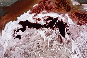 Minerals Prints: RF - Aerial view of soda on surface of Lake Magadi