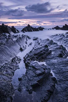 Rf17q1 Prints: RF - Hartland Quay, late evening light, Hartland, Devon, UK. July