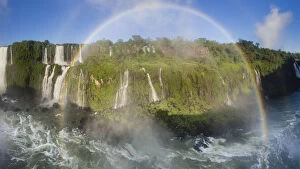 Waterfalls Gallery: RF- Rainbow over Iguasu Falls, on the Iguasu River, Brazil / Argentina border