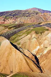 Lava Prints: RF - View of rhyolite mountains and solidified lava fields