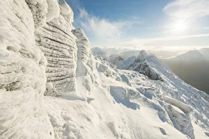 Images Dated 29th December 2014: Rime ice forms on Torridonian Sandstone that forms An Teallach. Ullapool, Highlands of Scotland