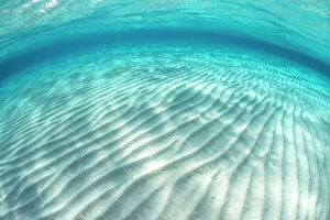 Cool Coloured Coasts Collection: Ripples in the sand of a shallow sandbar in clear water. Stingray City Sandbar, Grand Cayman