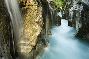 Images Dated 16th June 2009: River Soca flowing through Velika korita with waterfalls, Triglav National Park, Slovenia