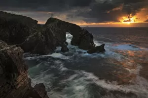 Arches Gallery: Rock archway at sunset, Isle of Lewis, Outer Hebrides, Scotland, UK, September 2014