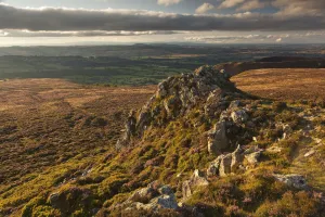 Rock outcrop formed of Ordovician quartzite on Stiperstones Ridge, Stiperstones National