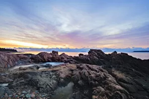 December 2021 Highlights Collection: Rocky Acadian coast at sunset, Acadia National Park, Maine, USA