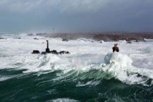 Coastal Collection: Rough seas during Storm Ruth, Ile d Ouessant, Armorique Regional Park