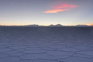 High Altitude Collection: Salar de Uyuni salt flat just after sunset, Altiplano, Bolivia