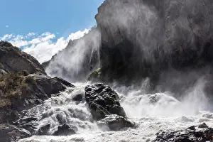 Chile Prints: Salto Rio Ibanez waterfall, with brown water from volcanic ash