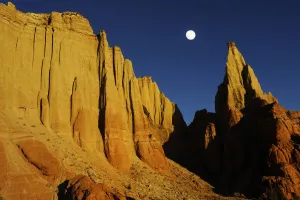 Uncatalogued Prints: Sandstone cliff at sunset, Colorado Plateau, Kodachrome Basin State Park, Utah, USA
