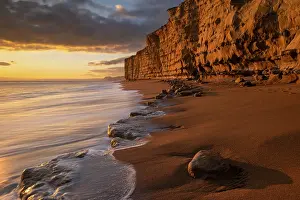 Sandstone Prints: Sandstone cliffs at sunset, Burton Bradstock