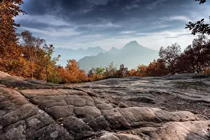 Rock Prints: Sandstone plateau, Roc de Chere National Nature Reserve in autumn