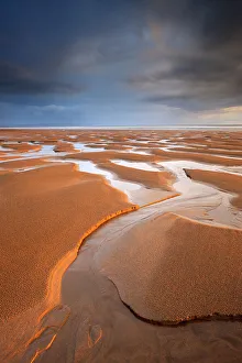 Coasts Prints: Sandymouth bay at low tide, stormy evening light after heavy rainfall