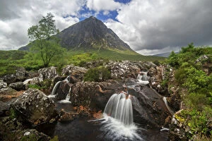 Flowing Water Collection: The Scottish mountain Buachaille Etive Mor in Glen Etive near Glencoe in the Highlands of Scotland