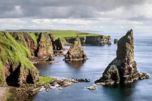 Highland Prints: Sea stacks at Duncansby Head, Caithness, northern Scotland, UK. July, 2017