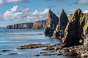 Highland Prints: Sea stacks at Duncansby Head, Caithness, northern Scotland, UK. July, 2017