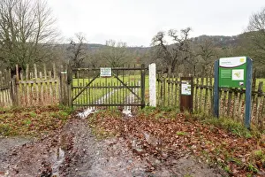 Parks Prints: Sign beside gated entrance to Moccas Park National Nature Reserve