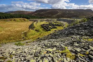 Metamorphic Rock Prints: Slate quarry ruins at Rhiw-bach