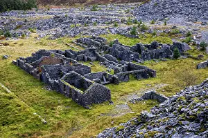 Metamorphic Rock Prints: Slate quarry ruins at Rhiw-bach