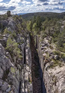 Steep Collection: Slattdalsskrevan Gorge, aerial view. Skuleskogen National Park, High Coast World Heritage Site