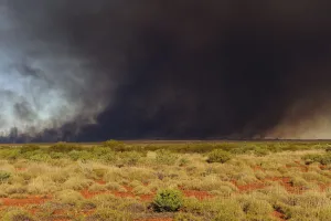 Horizon Prints: Smoke from bush fire in Pilbara region, Western Australia. August 2009