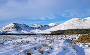 Summit Prints: Snow-capped summits of the High Mournes viewed from Blue Lough track