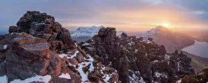 Summit Prints: Stac Pollaidh at sunrise, Inverpolly, Highlands of Scotland, UK, February