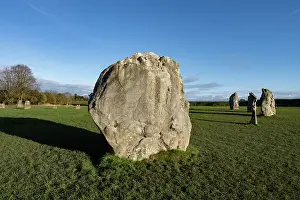 Monuments Prints: Standing stone in inner circle at Avebury Stone Circle and henge