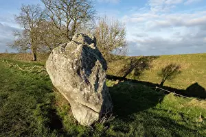 Monuments Prints: Standing stone in outer circle at Avebury Stone Circle and henge