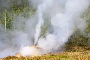 Steam Prints: Steam from geothermal vents / fumaroles, Geysir, Selfoss, Iceland. September, 2023